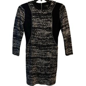 Maia Black and Gray Long Sleeve Sheath Dress,‎ Size 6